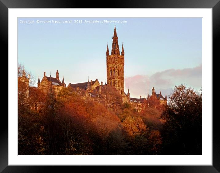 Autumn glow on Glasgow University Framed Mounted Print by yvonne & paul carroll