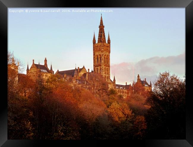 Autumn glow on Glasgow University Framed Print by yvonne & paul carroll