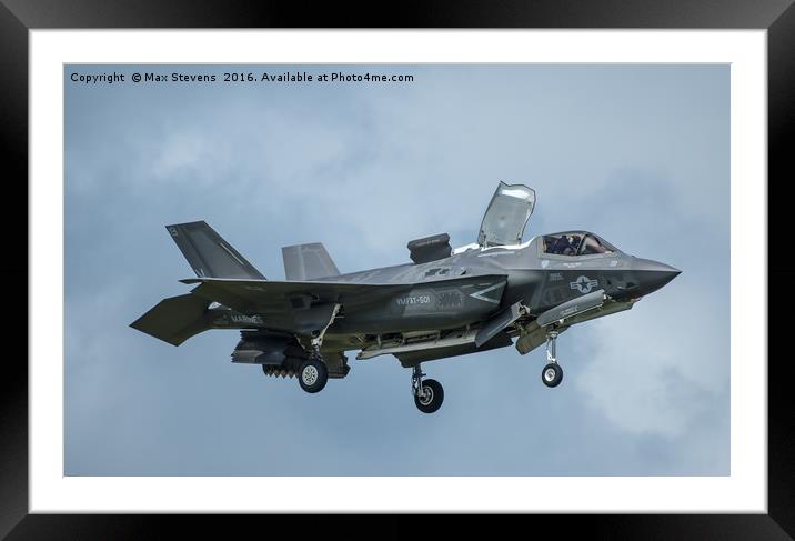 Lockheed Martin f35 of the USMC in the hover Framed Mounted Print by Max Stevens