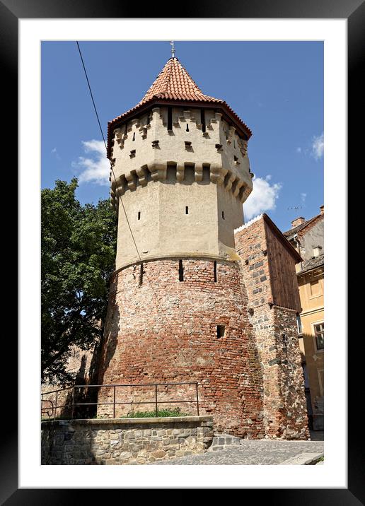 Old Town Sibiu Romania Fortress Tower Framed Mounted Print by Adrian Bud