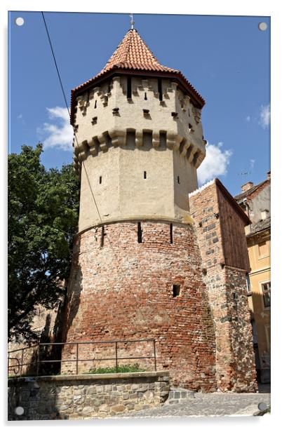 Old Town Sibiu Romania Fortress Tower Acrylic by Adrian Bud