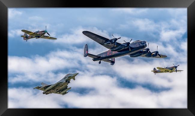 Lancaster Bomber PA474 in special formation Framed Print by Andrew Scott
