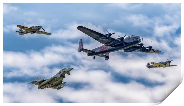 Lancaster Bomber PA474 in special formation Print by Andrew Scott
