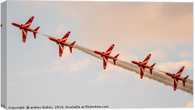 Red Arrows Enid across the sky Canvas Print by andrew blakey