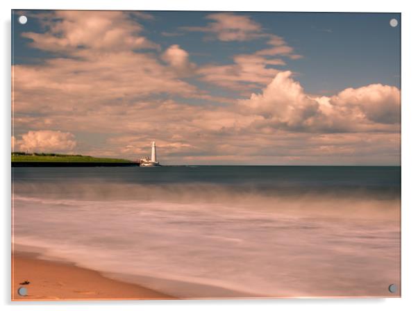 St. Marys Lighthouse from The Beach  Acrylic by Naylor's Photography