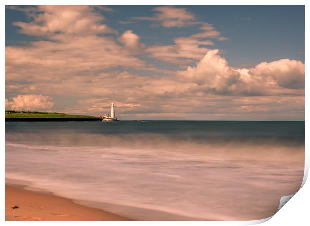 St. Marys Lighthouse from The Beach  Print by Naylor's Photography