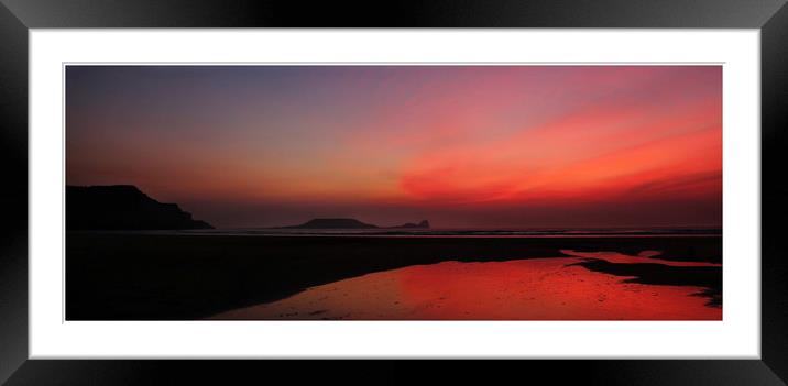 Rhossilli sunset Framed Mounted Print by Paul Fine