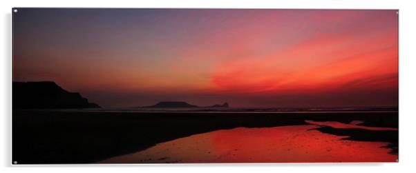 Rhossilli sunset Acrylic by Paul Fine