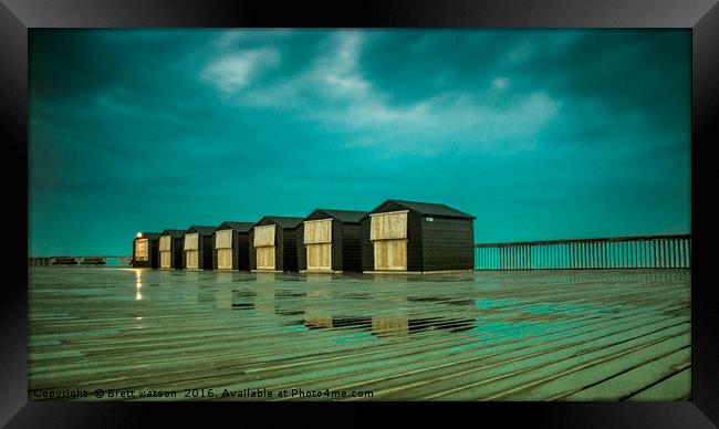 beach huts at hastings pier  Framed Print by Brett watson