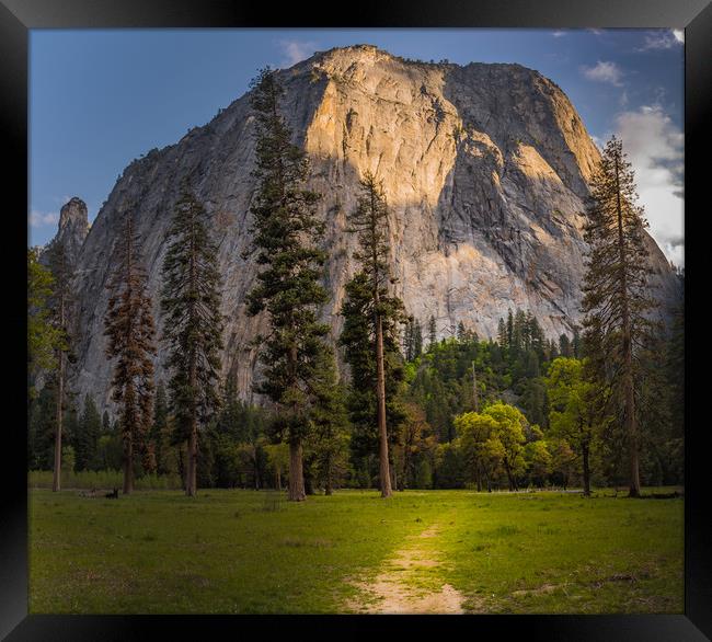 Cathedral Rocks path, Yosemite National Park Framed Print by Gareth Burge Photography