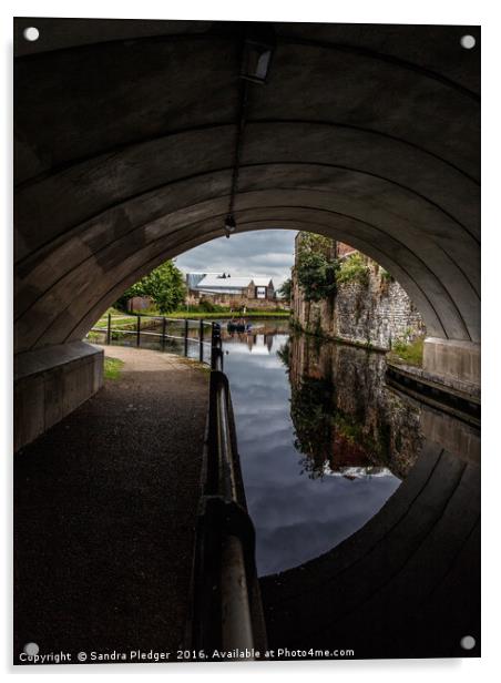 Canal Bridge Reflections Acrylic by Sandra Pledger