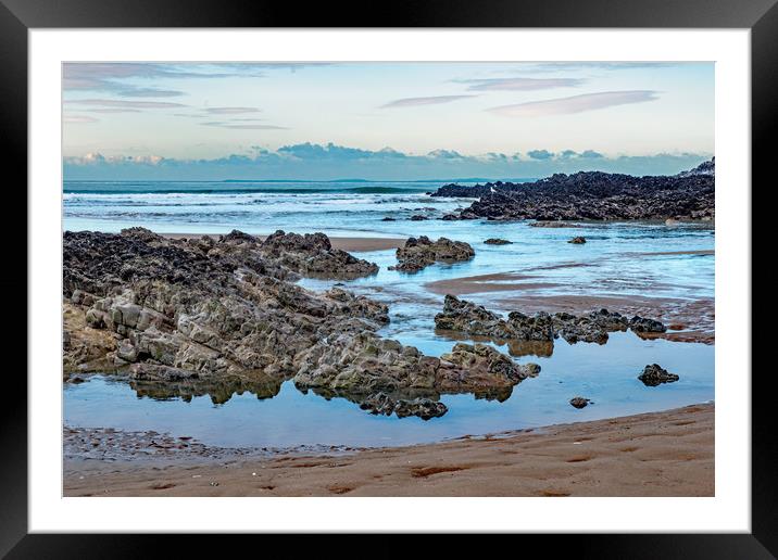 Rhossili Beach near Burry Holms Gower Framed Mounted Print by Nick Jenkins