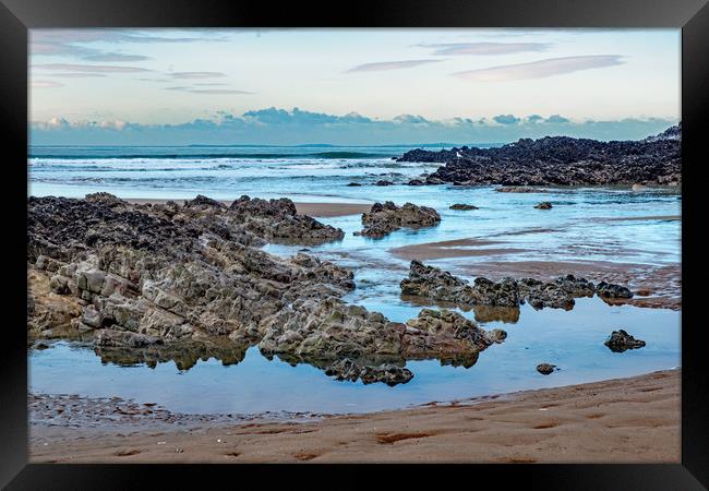 Rhossili Beach near Burry Holms Gower Framed Print by Nick Jenkins