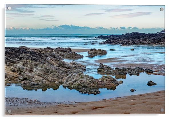 Rhossili Beach near Burry Holms Gower Acrylic by Nick Jenkins