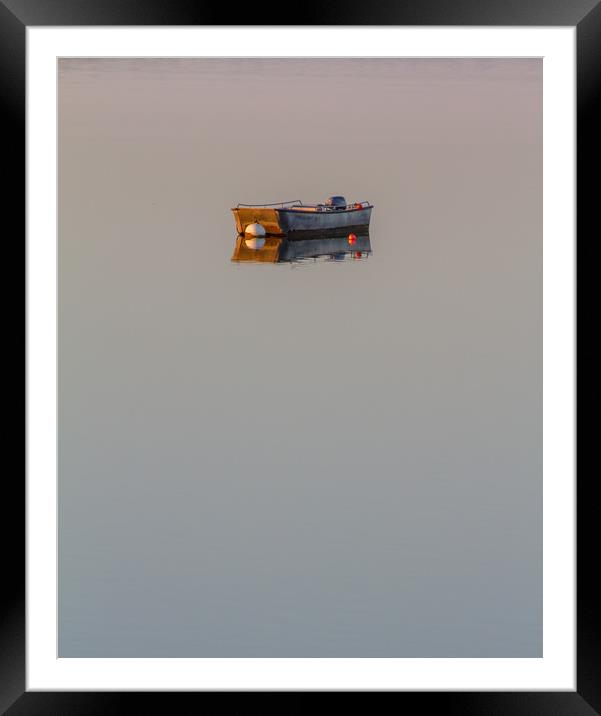 Small boat at Sunrise Framed Mounted Print by Nick Dyte