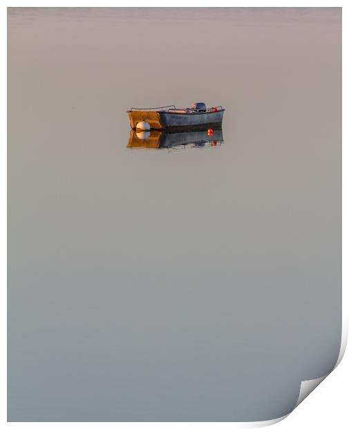 Small boat at Sunrise Print by Nick Dyte