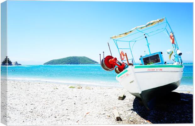                   Elios Beach (Skopelos)           Canvas Print by Bob Morgans