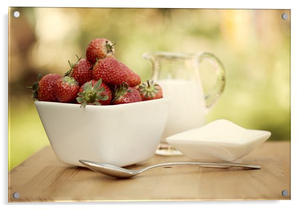 Strawberries & Cream Acrylic by Tara Taylor