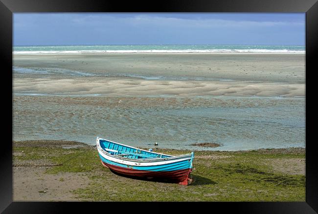 Boat on the Parrog Sands Pembrokeshire Coast  Framed Print by Nick Jenkins