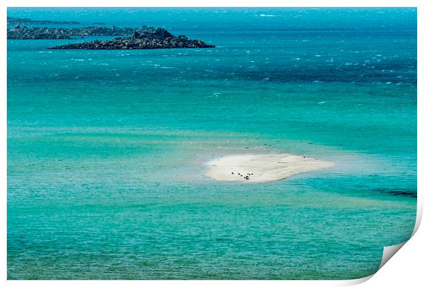 Sand Bar and Sea Scillies Print by Nick Jenkins