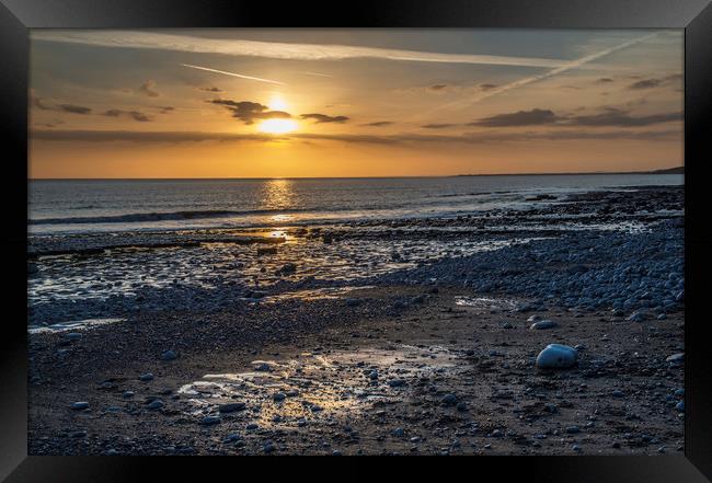 Sunset at Cwm Nash Beach Glamorgan Heritage Coast  Framed Print by Nick Jenkins