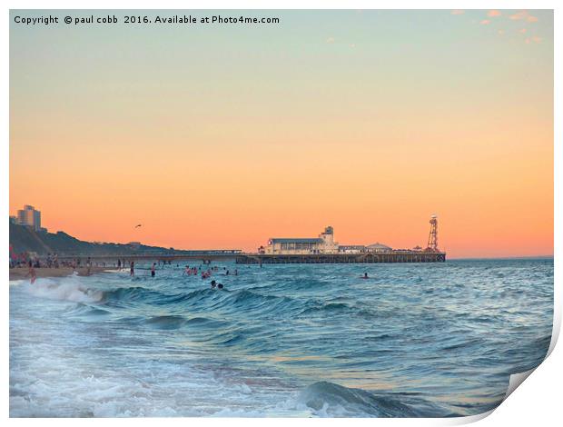 Bournemouth pier sunset, Print by paul cobb