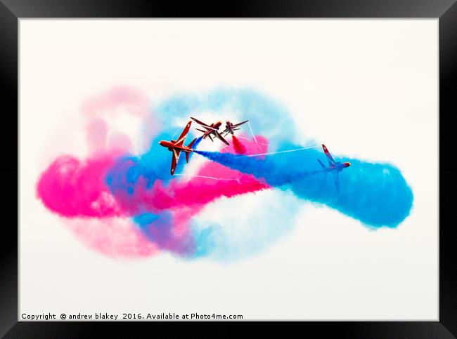 Red Arrows Break Framed Print by andrew blakey