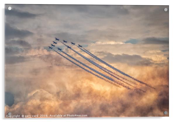 Red Arrows Sunset Show! Acrylic by gary ward