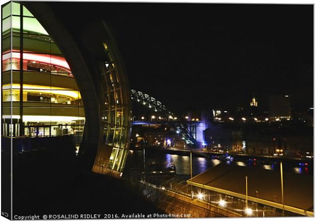 "NIGHT SHOT OF "THE SAGE" GATESHEAD WITH THE TYNE  Canvas Print by ROS RIDLEY