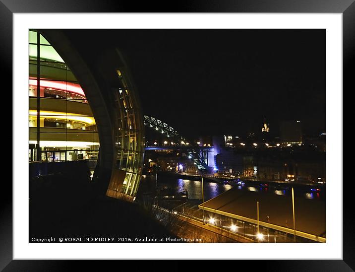 "NIGHT SHOT OF "THE SAGE" GATESHEAD WITH THE TYNE  Framed Mounted Print by ROS RIDLEY