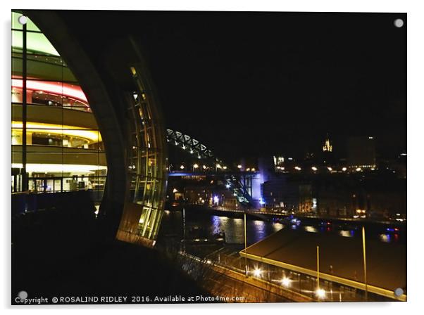 "NIGHT SHOT OF "THE SAGE" GATESHEAD WITH THE TYNE  Acrylic by ROS RIDLEY