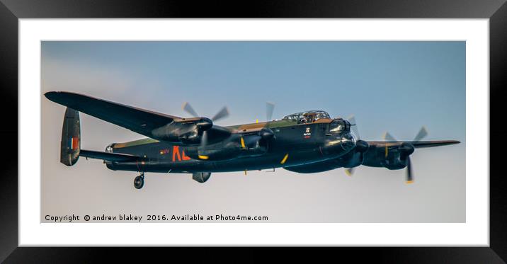 The Mighty Lancaster Bomber Takes Flight Framed Mounted Print by andrew blakey