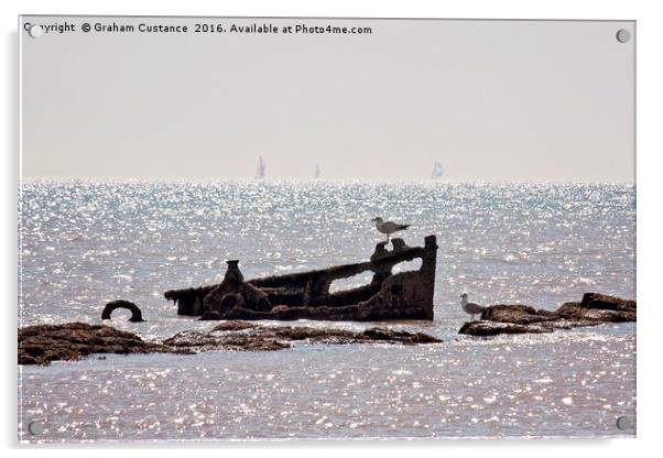 Compton Bay Shipwreck Acrylic by Graham Custance