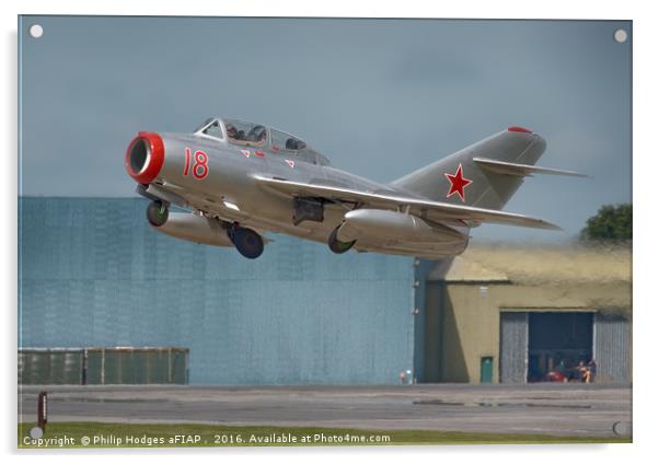 Mikoyan-Gurevich MiG-15UTI Acrylic by Philip Hodges aFIAP ,