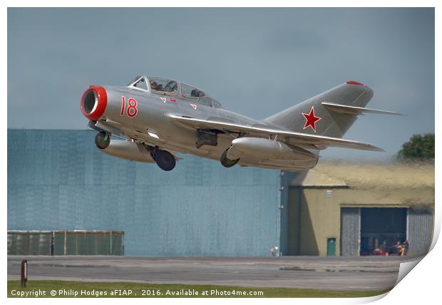 Mikoyan-Gurevich MiG-15UTI Print by Philip Hodges aFIAP ,