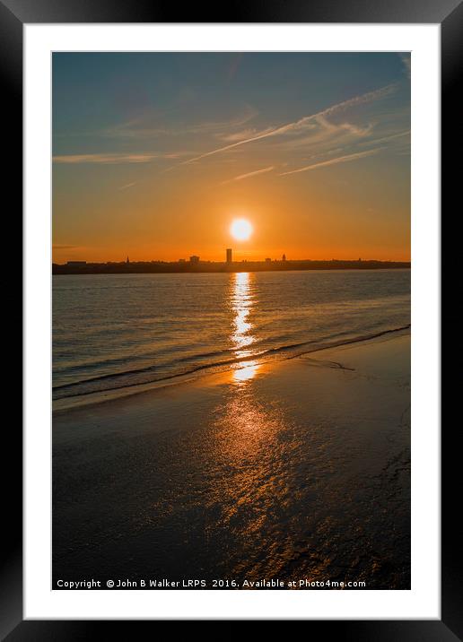 Sunset over the River Mersey Liverpool England UK Framed Mounted Print by John B Walker LRPS