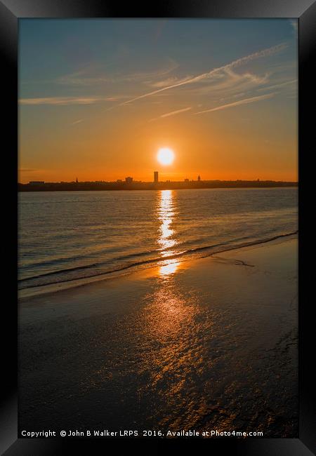 Sunset over the River Mersey Liverpool England UK Framed Print by John B Walker LRPS