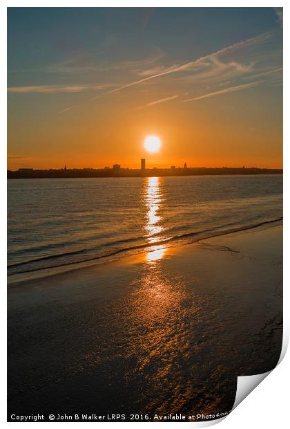 Sunset over the River Mersey Liverpool England UK Print by John B Walker LRPS