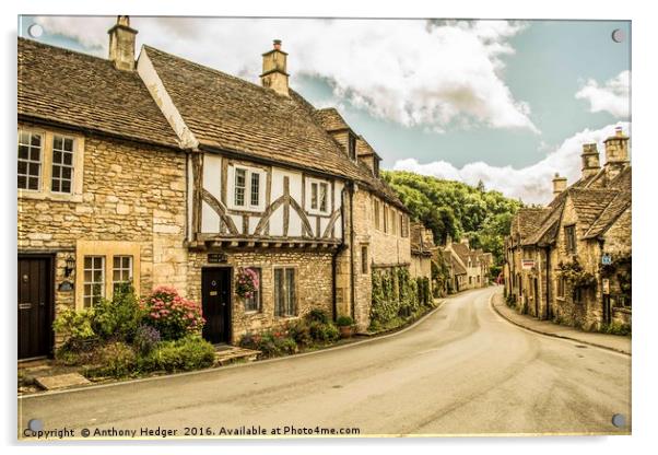 Castle Combe Village Acrylic by Anthony Hedger