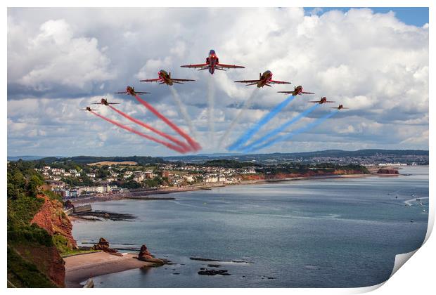 Red Arrows at Dawlish air show Print by Oxon Images