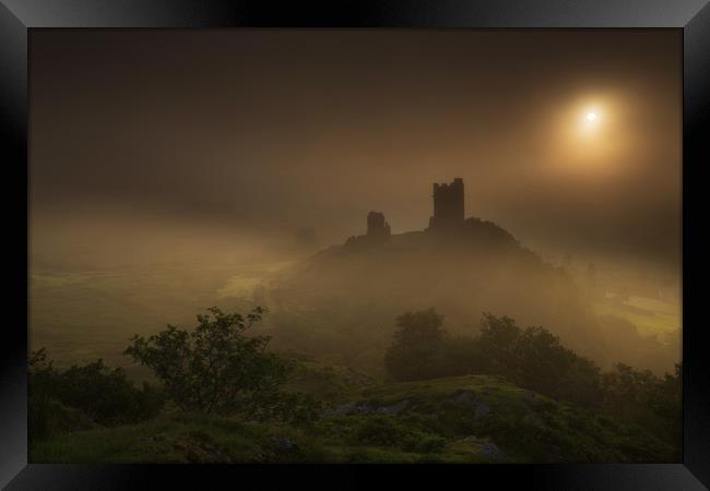 Dolwyddelan castle in the mist Framed Print by Rory Trappe