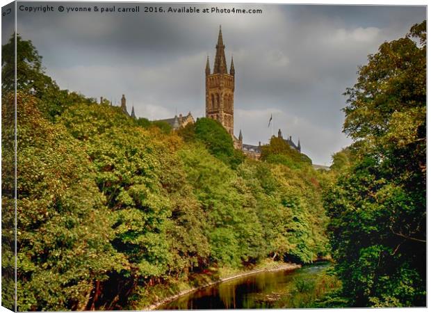 Glasgow University from the River Kelvin Canvas Print by yvonne & paul carroll