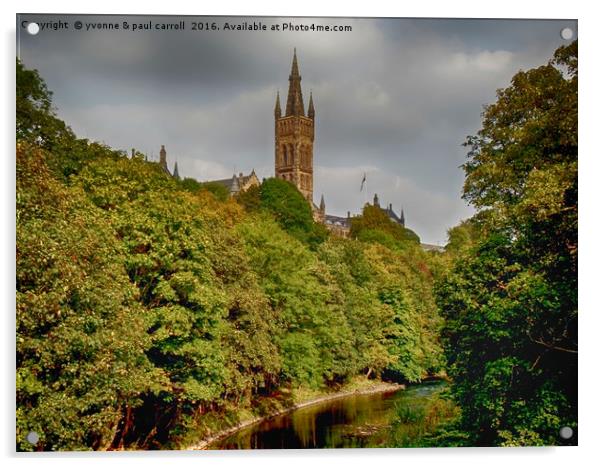 Glasgow University from the River Kelvin Acrylic by yvonne & paul carroll