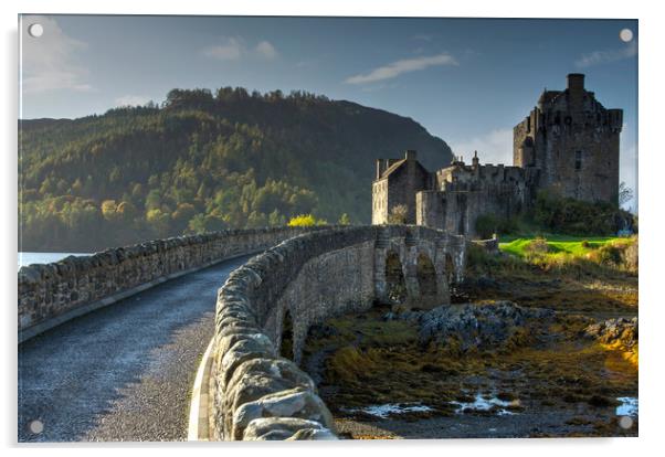Eilean Donnan Castle Acrylic by Eric Pearce AWPF