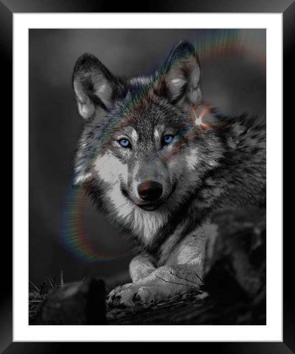 The Wolf Framed Mounted Print by sylvia scotting