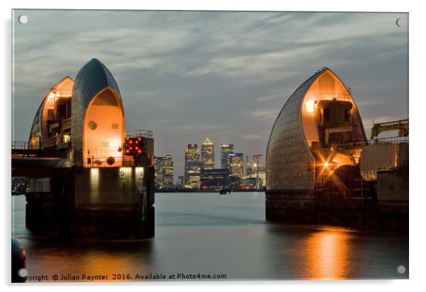 Thames Barrier at sunset Acrylic by Julian Paynter