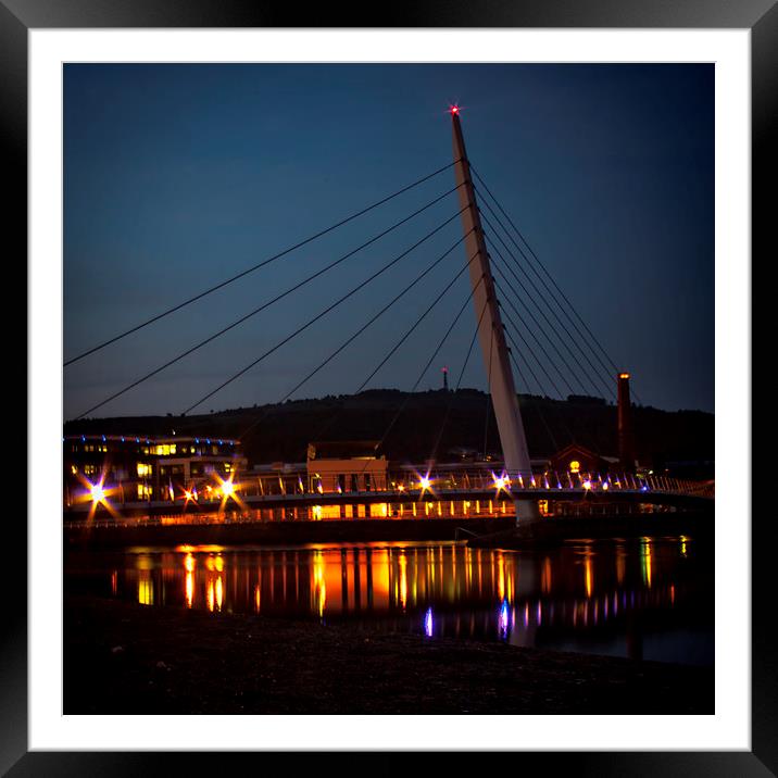 The Sail Bridge at Night. Framed Mounted Print by Becky Dix