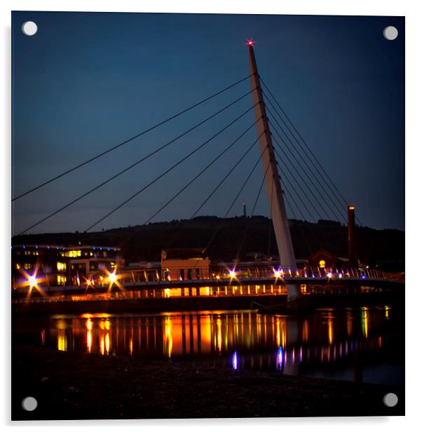 The Sail Bridge at Night. Acrylic by Becky Dix