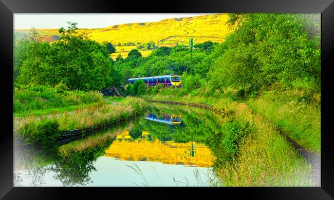 Canal reflections, Diggle, Saddleworth  Framed Print by Andy Smith