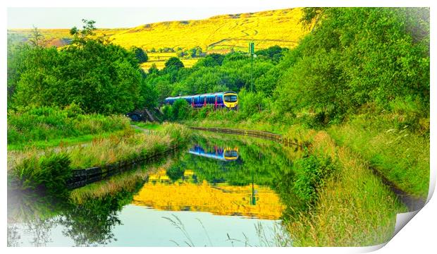 Canal reflections, Diggle, Saddleworth  Print by Andy Smith